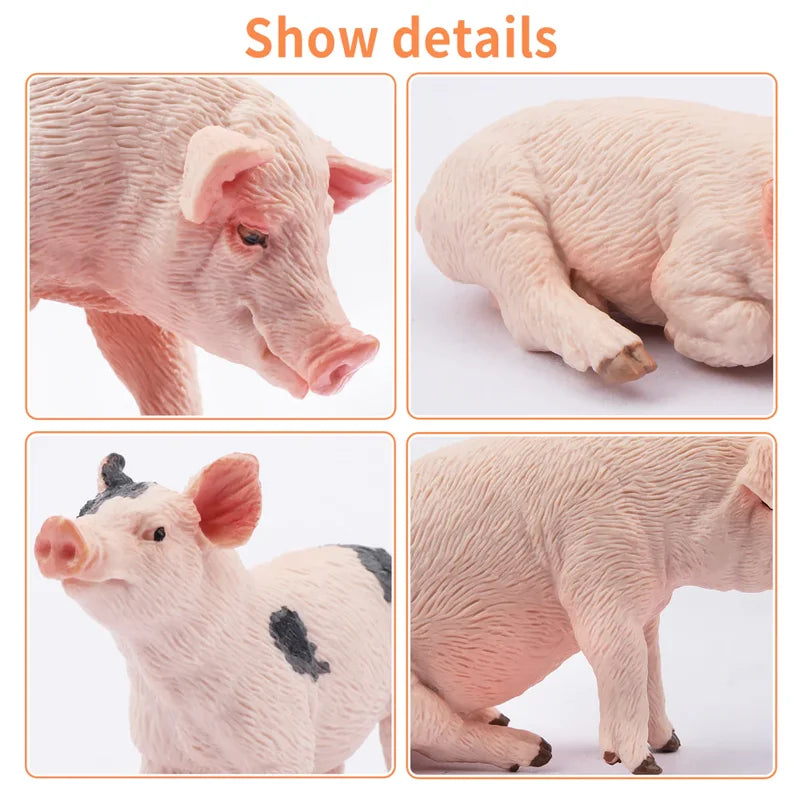 Pig Farm Animal Figures | 8 Pieces | PVC Material | Mini Size