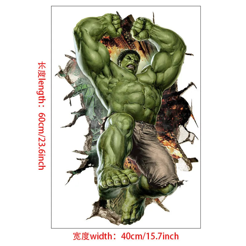 3D Wall Sticker | Avengers Theme | 60x40 cm | Hulk Iron Man Captain America Thor