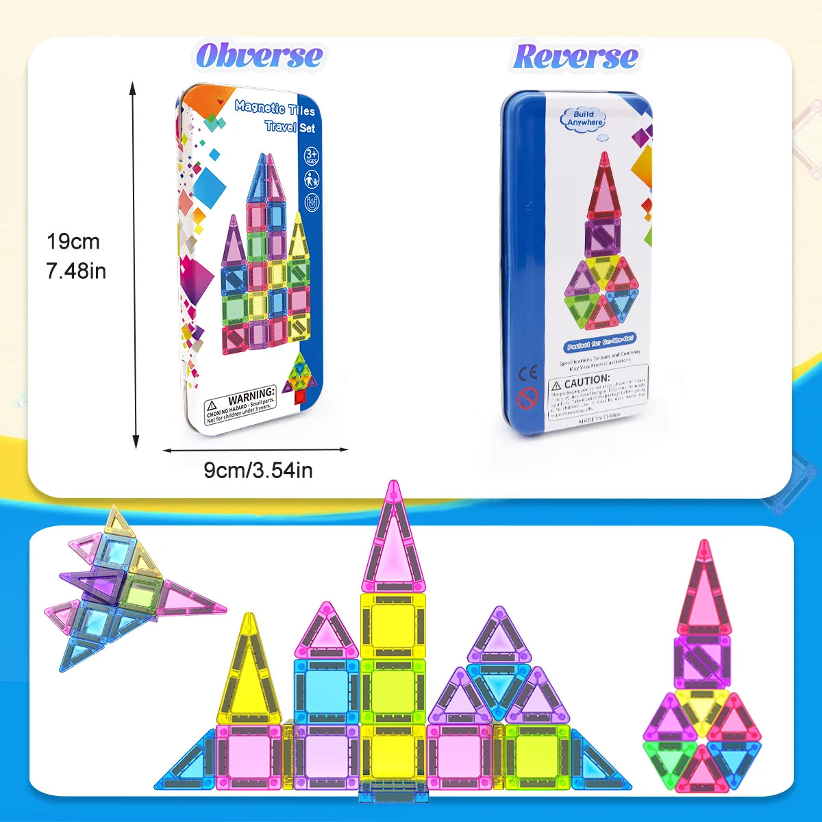 Magnetic Building Blocks Set | 26 or 42 Pieces | Storage Box Included
