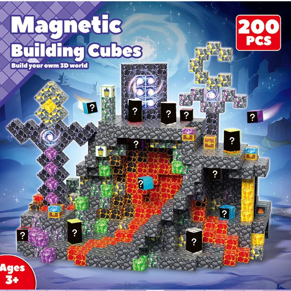 Magnetic Building Blocks | Mine World Cube Set | STEM Toy | Ages 3 Plus
