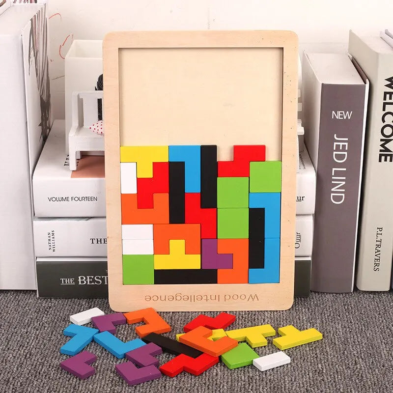 Wooden Puzzle | 3D Thickened Design | Tangram Jigsaw | One Set