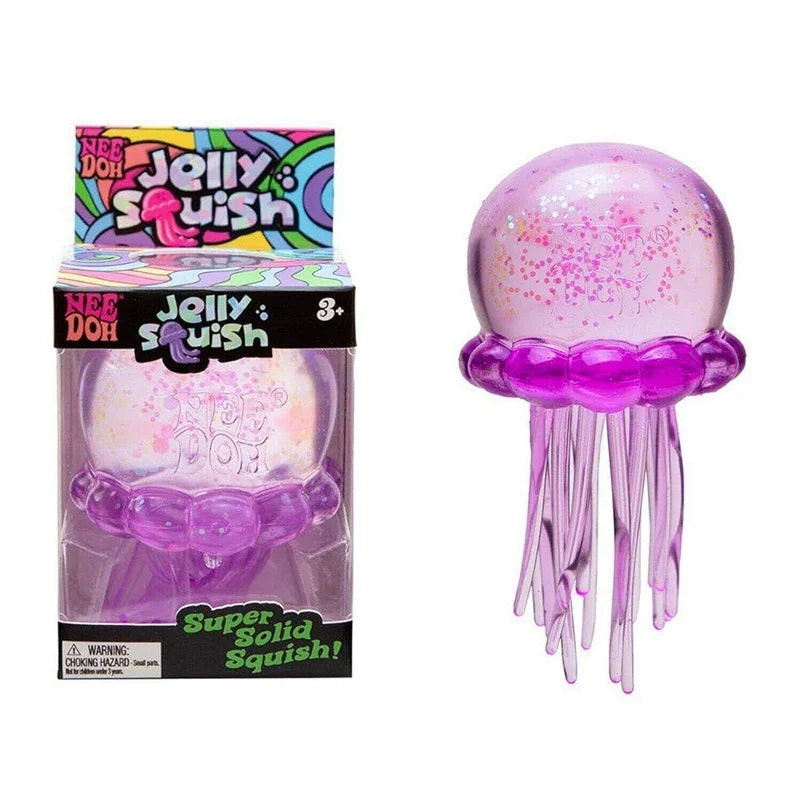 Jellyfish Squishy Toy | Pink Ice Cube Shape | Anxiety Relief Fidget | For Adults