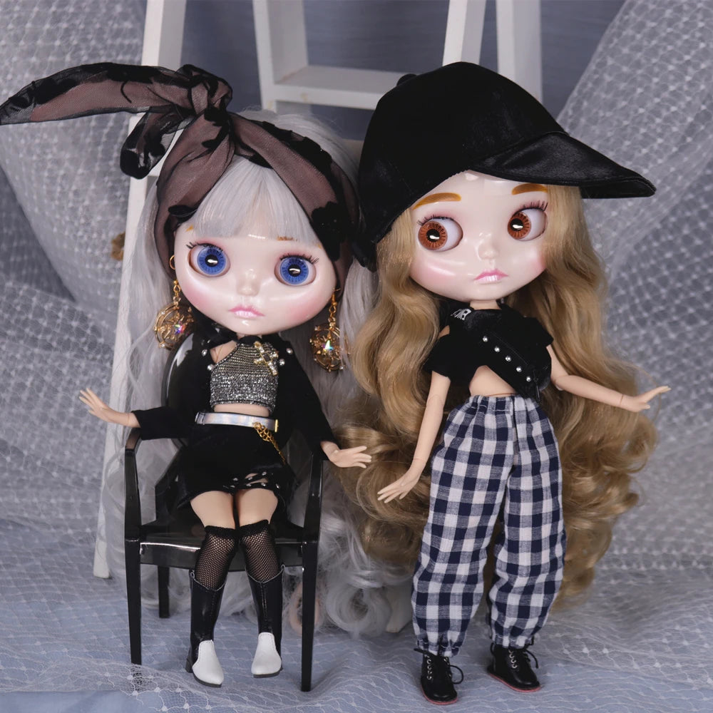 1/6 Scale Blyth Doll | Carved Lips Face | 30cm Joint Body | White Skin