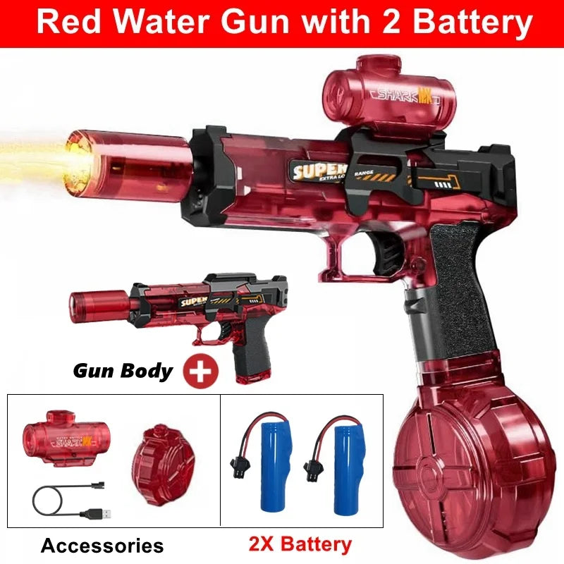 Electric Water Gun | LED Light Fire Effect | Water Storage Tank
