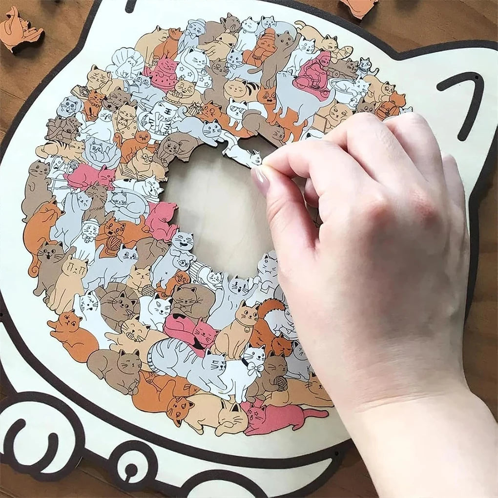 3D Wooden Cat Puzzle | 135 Pieces | Cat Shaped Design