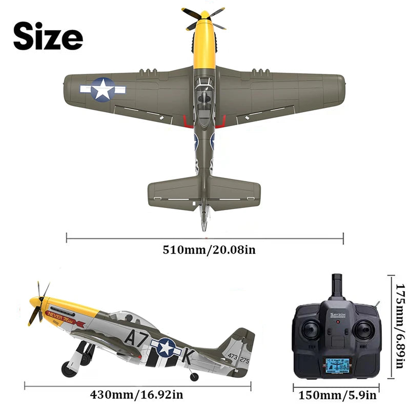 P51D Mustang Rc Plane | 5 Channel Brushless | Fixed Wing | Ready To Fly