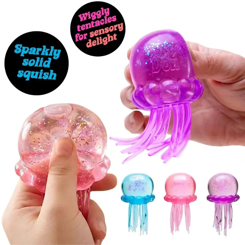 Jelly Fidget Toy | Soft Stretchy Texture | Stress Relief Shape | Jellyfish Cube