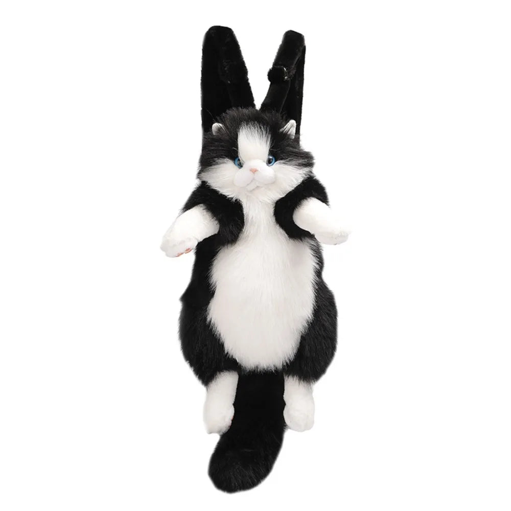 Long Haired Cat Backpack Plush Doll With Realistic Design