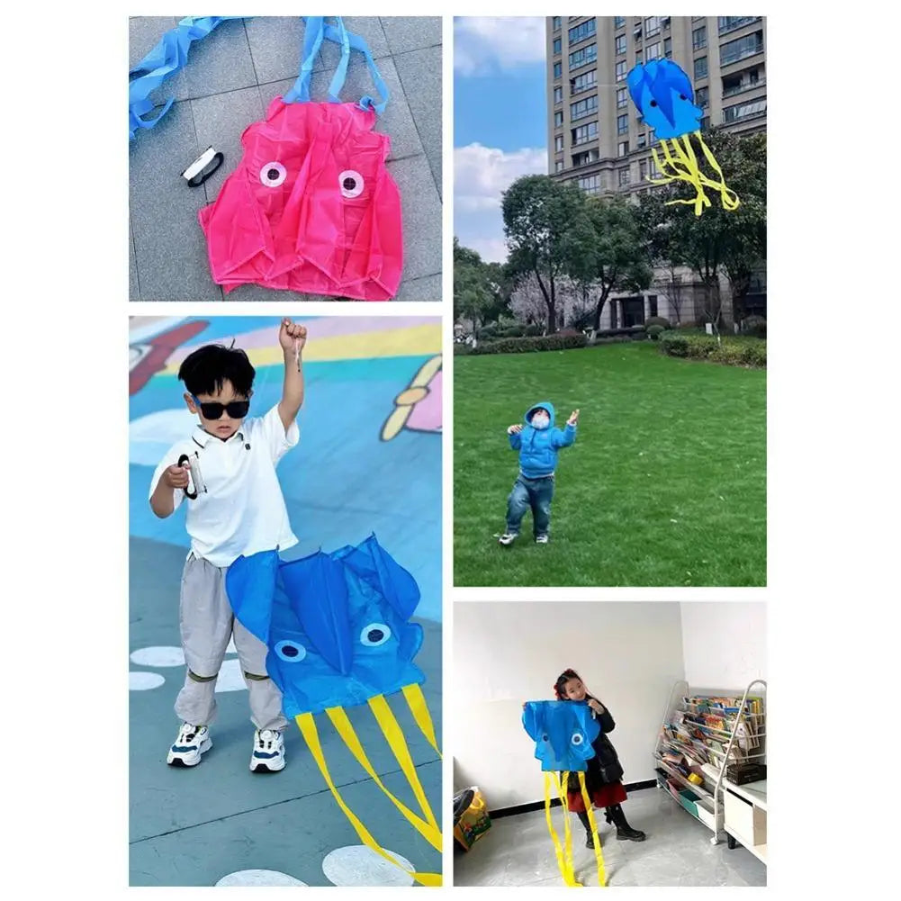 Kite | Octopus Shape | 100 Inch Nylon Skeletonless | With Handle and Line