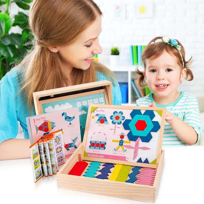 Magnetic Montessori Wooden Puzzle Blocks - Creative Learning Fun