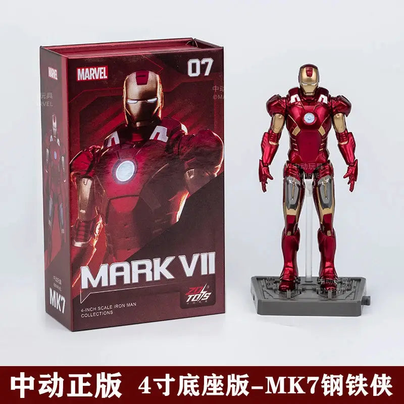 Hot Zd Toys Iron Man 4 Inches With Base Mk1 Mk2 Mk3 Mk4 Mk5 Mk6 Mk7 Action Figures Tony Stark Model Action Figure Gift - ToylandEU