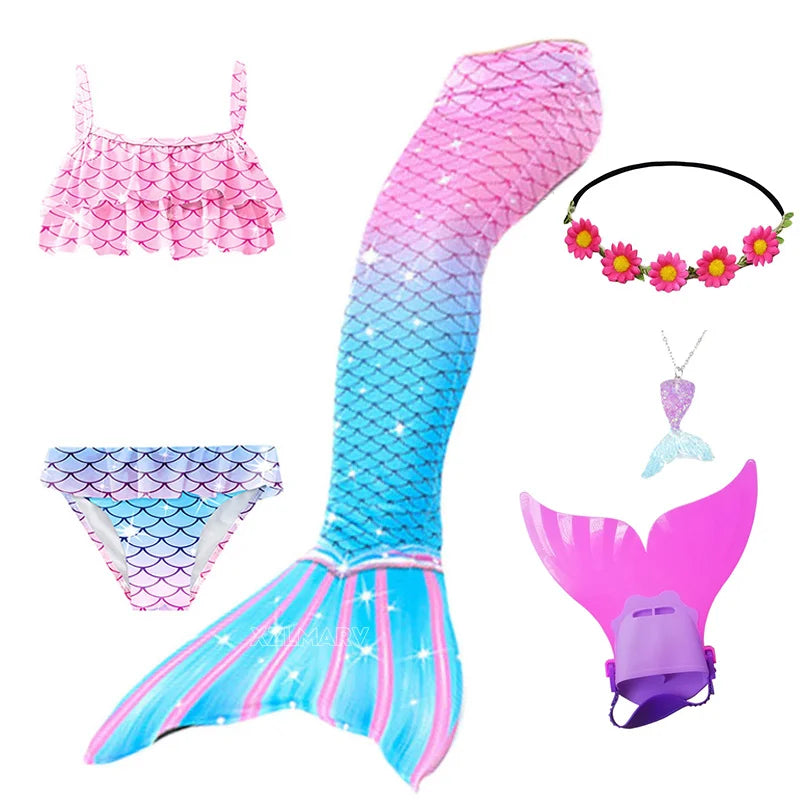 Mermaid Costume For Girls With Tail And Monofin Cosplay Ready