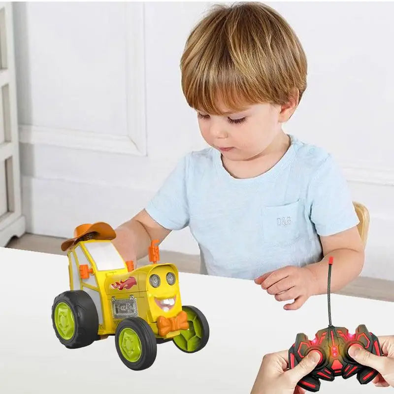 RC Rechargeable Stunt RC Car Toy with Music and Lights - Jumping Dancing Car for Kids Aged 3+