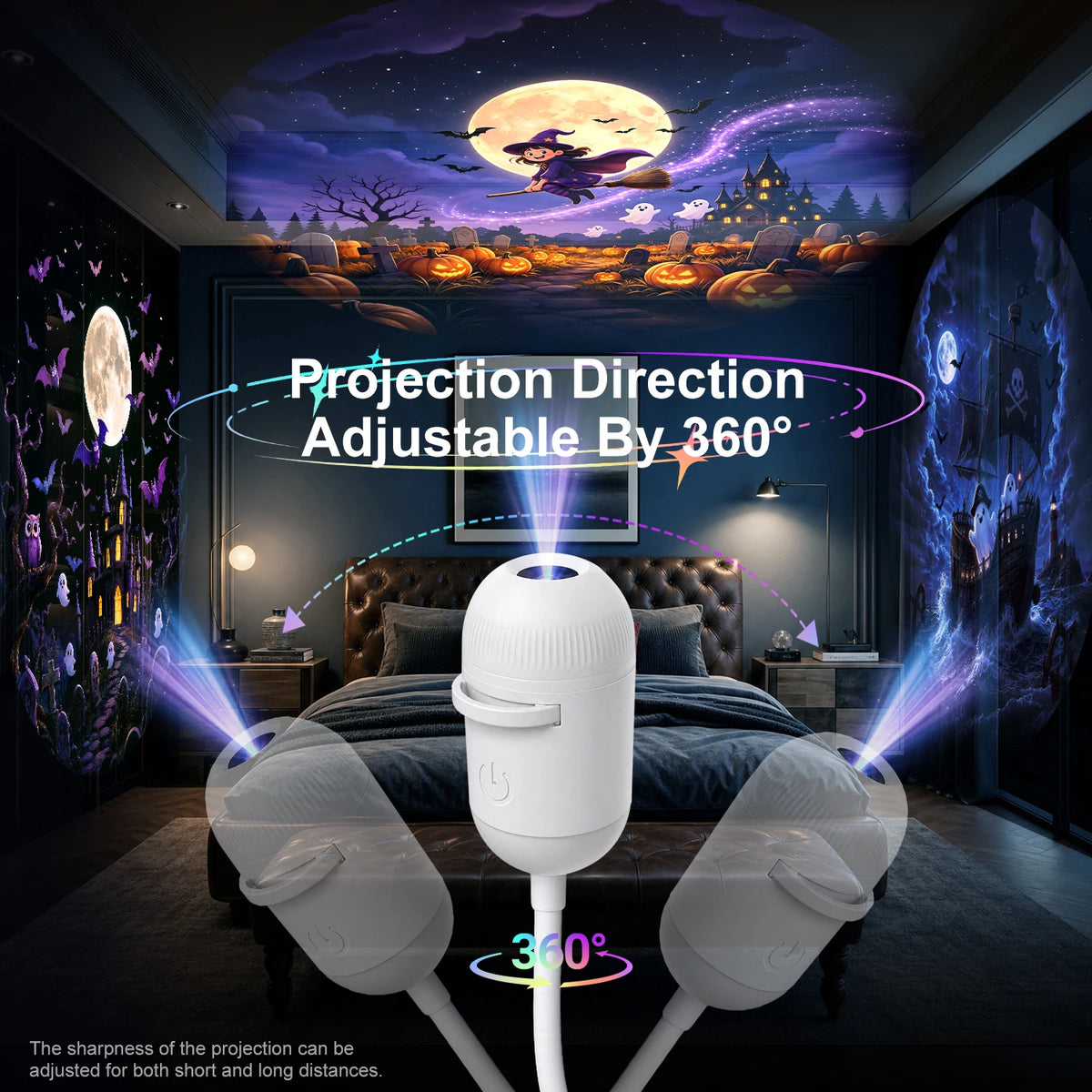 Halloween Projector Light | 12 Patterns USB Power | LED Night Lamp For Car Room