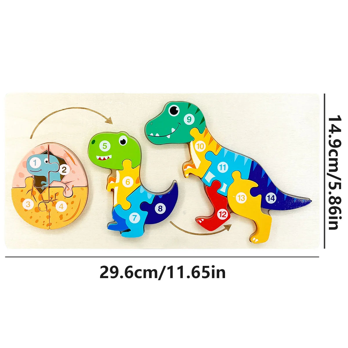 Wooden 3D Puzzle | Dinosaur Theme | Montessori Toy | Ages 3-6