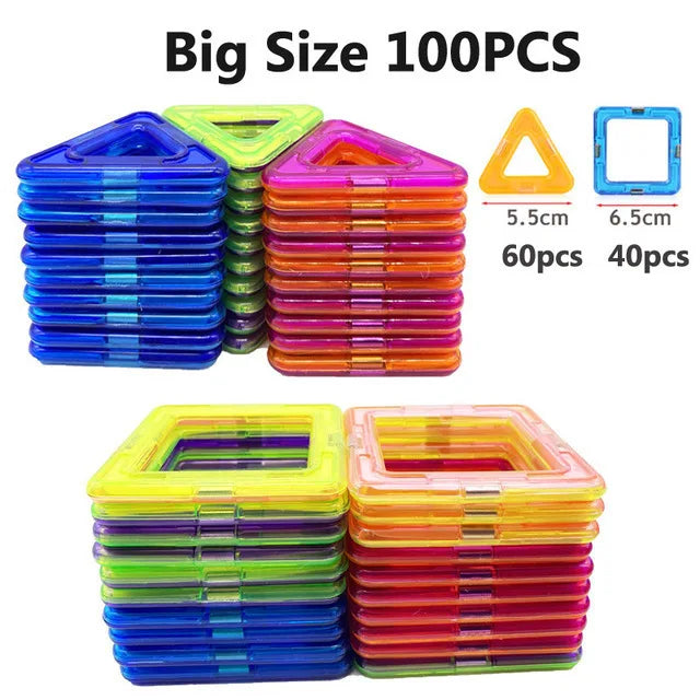 Magnetic Building Blocks | 100 Piece Kit | Plastic Material | Kids Gift