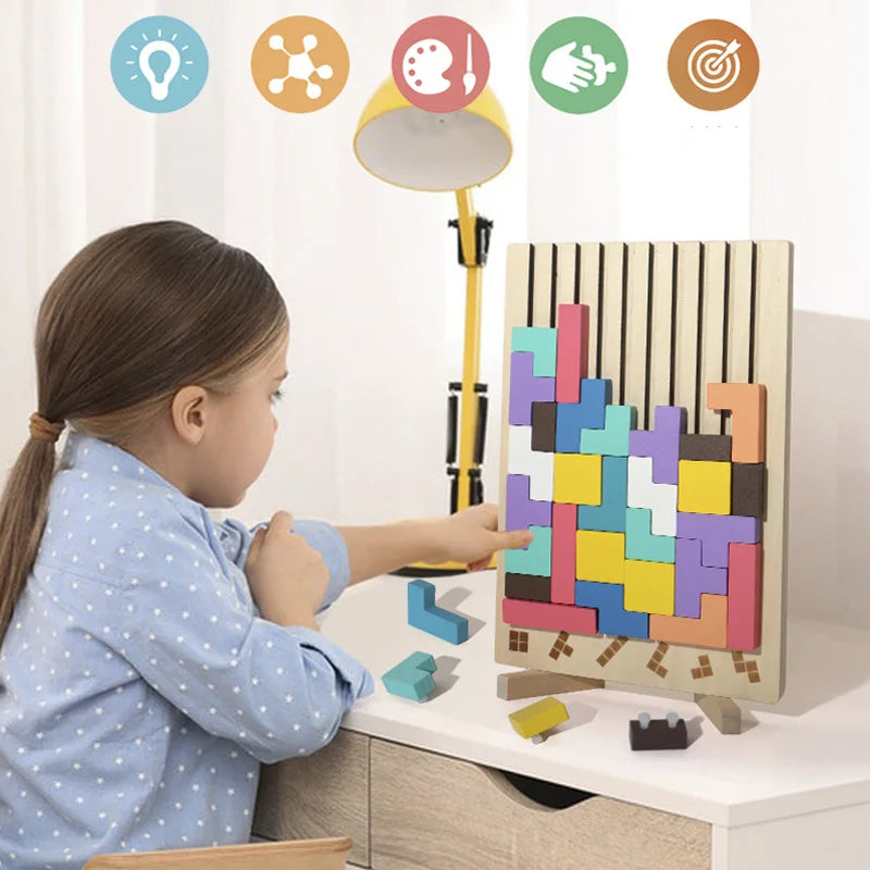 Wooden 3D Russian Blocks Puzzle | Colorful Blocks | Educational | Ages 6-12