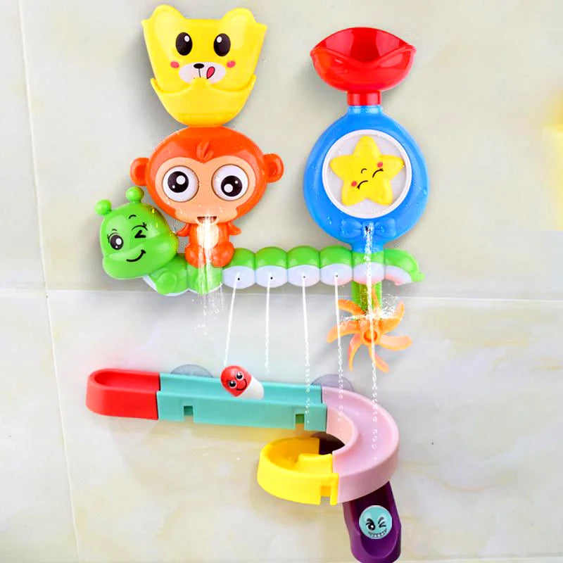 Children's Marble Race Water Toy Set with Wall Suction Cup - Bath Tub Fun for Kids