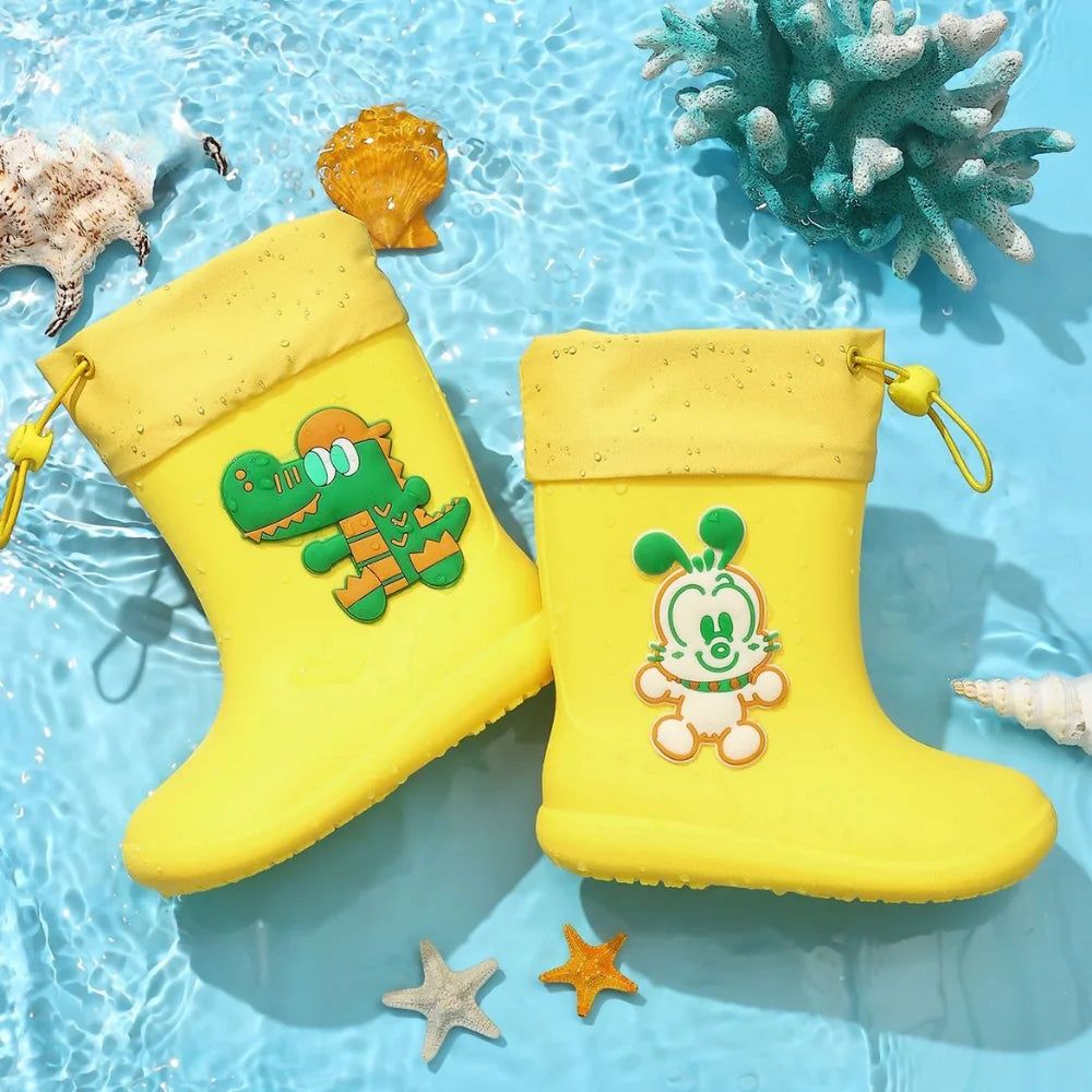 Kids Rain Boots | Non Slip Grip | Hook And Loop Closure | Ages 4 To 6