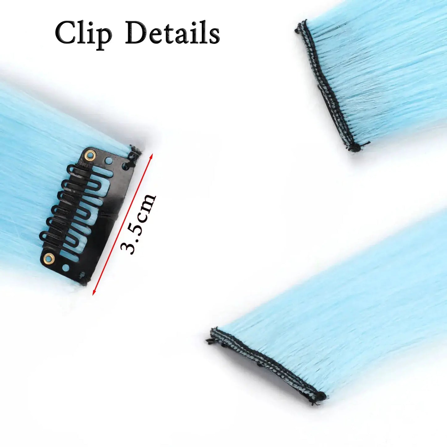 20 Inch Glow in the Dark Hair Extensions Clip Luminous Colored Hairpieces Party Rainbow Hair Clips Synthetic Straight Wig - ToylandEU