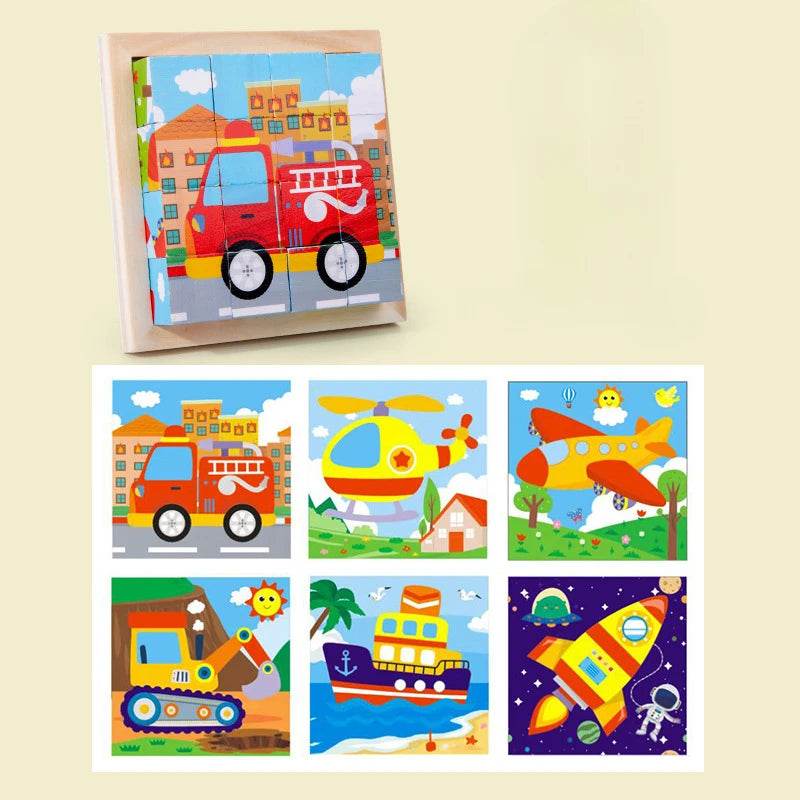 3D Cube Wooden Puzzle Children's Nine Pieces Six-Sided Block Montessori Educational Toy - ToylandEU