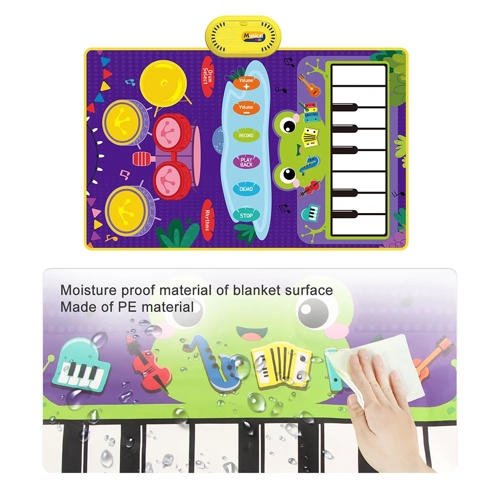 2 In 1 Baby Musical Instrument Piano Keyboard & Jazz Drum Music Touch - ToylandEU