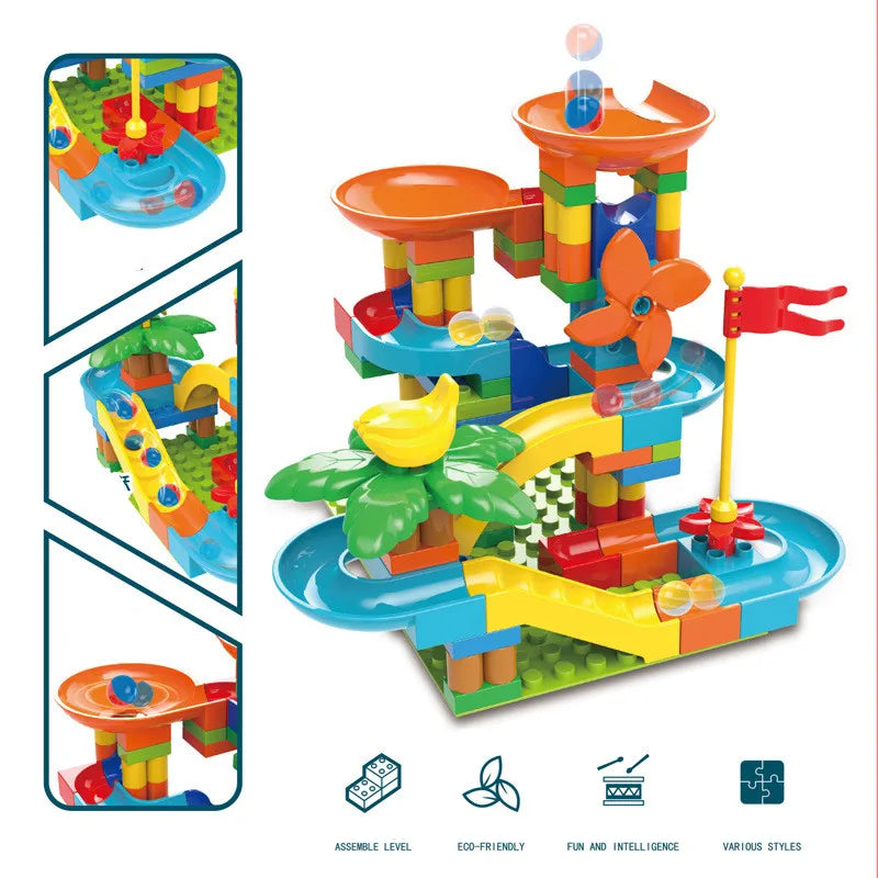 98-Piece Marble Run Construction Set with Funnel Track & Slide Ladder