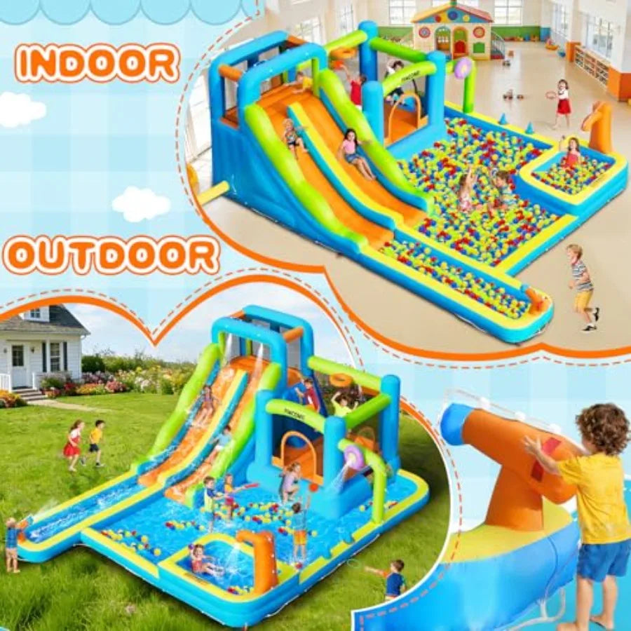 Inflatable Water Bouncy Castle With Double Slide For Outdoor Fun