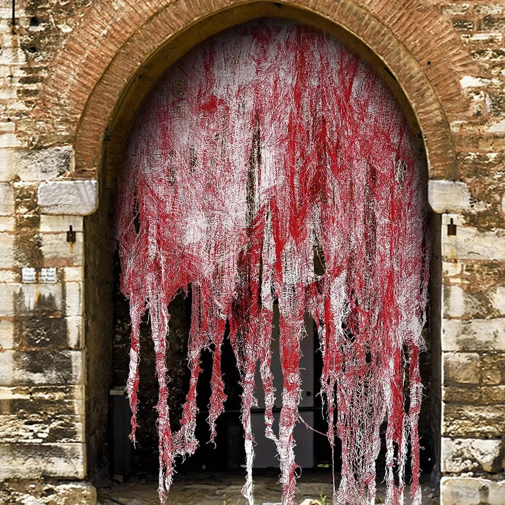 Halloween Gauze Curtain | Blood Stained Pattern | Reusable Cloth | PartyDecor