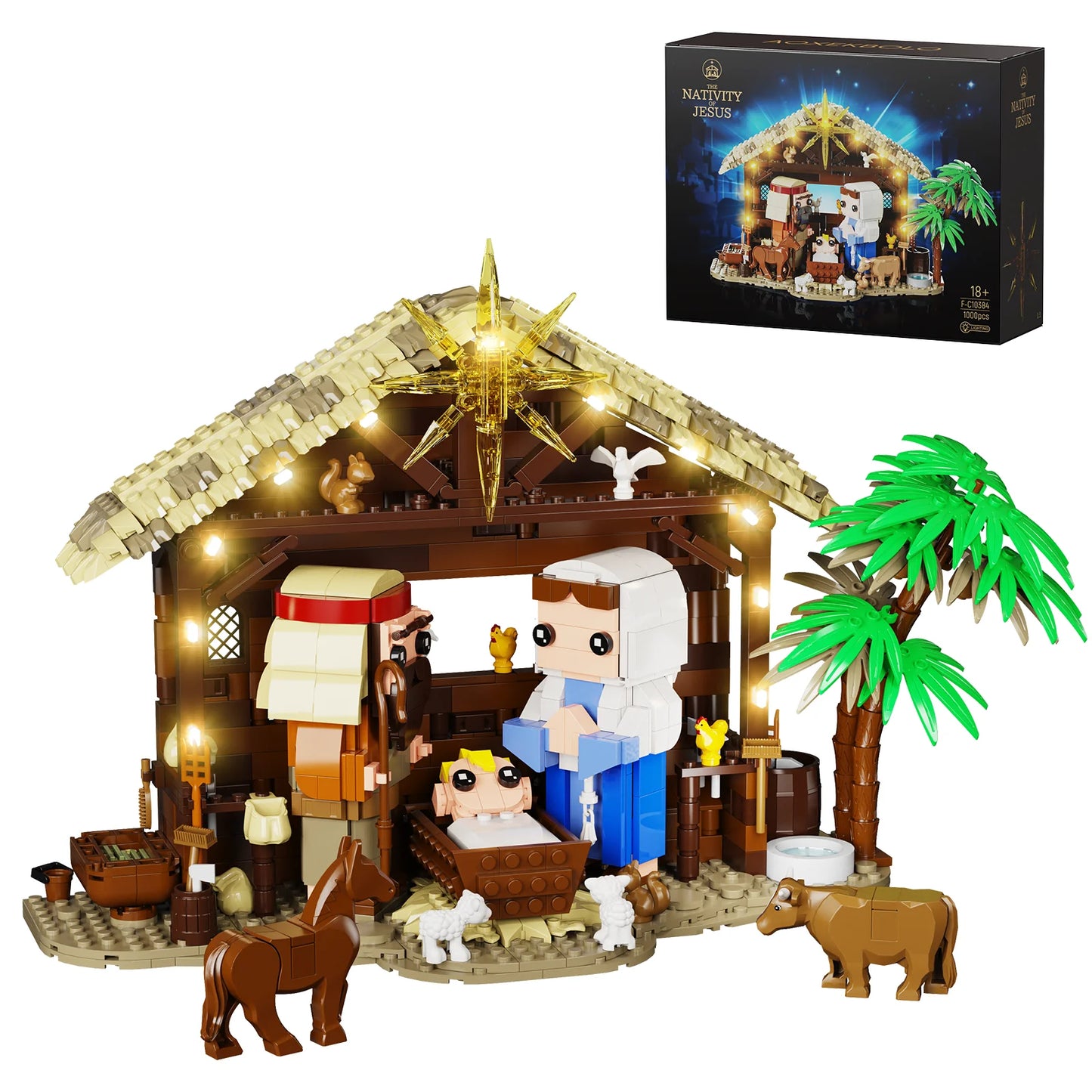 Nativity Blocks Set With Three Figures Lego Compatible Christmas Scene