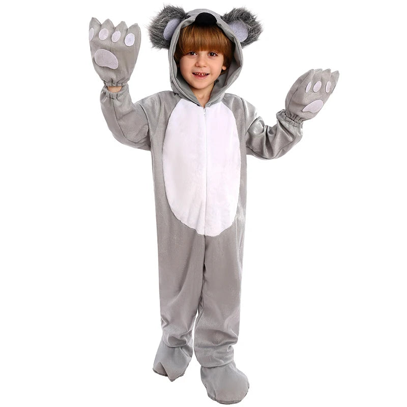 Unisex Koala Kids Costume with Gloves - Perfect for Halloween & Imaginative Play