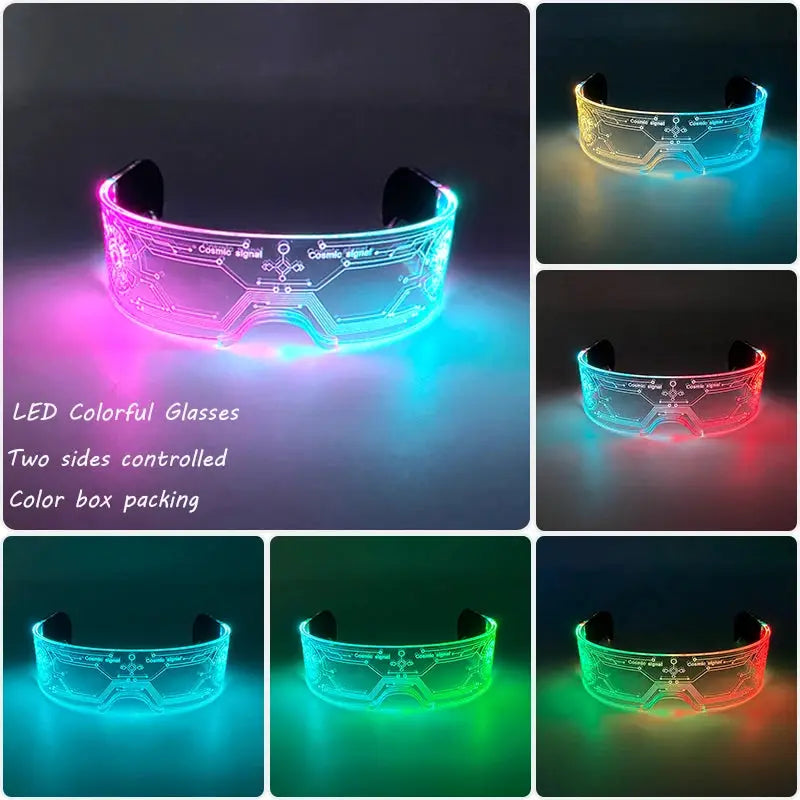 Fashion Luminous Decorative Glasses Neon Light Decoration LED Sunglasses For Nightclub DJ Dance Music Rave Costume Night - ToylandEU