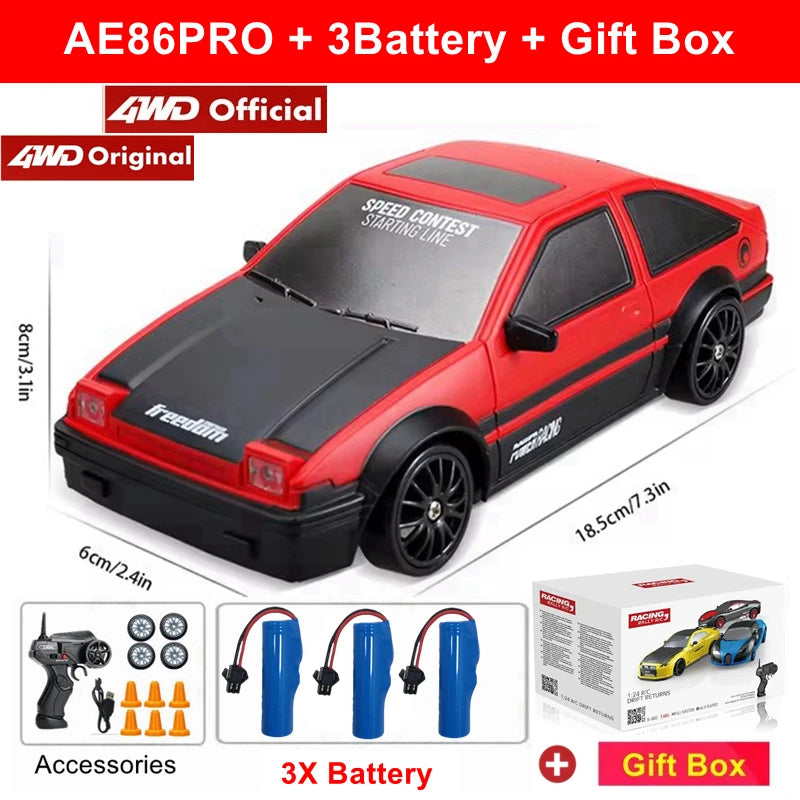 RC 4WD Remote Control Drift Car GTRPRO AE86PRO 1:24 Scale 4x4 Racing Truck - Perfect Gift for Kids and Adults