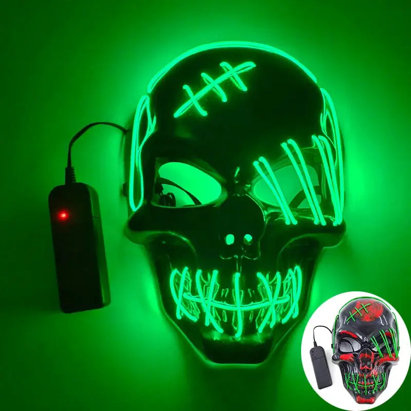 Evil Skull Mask Halloween Carnival Masquerade Haunted House Scary Decoration Cosplay Skeleton Scary Theme Party Light Up Mask - ToylandEU