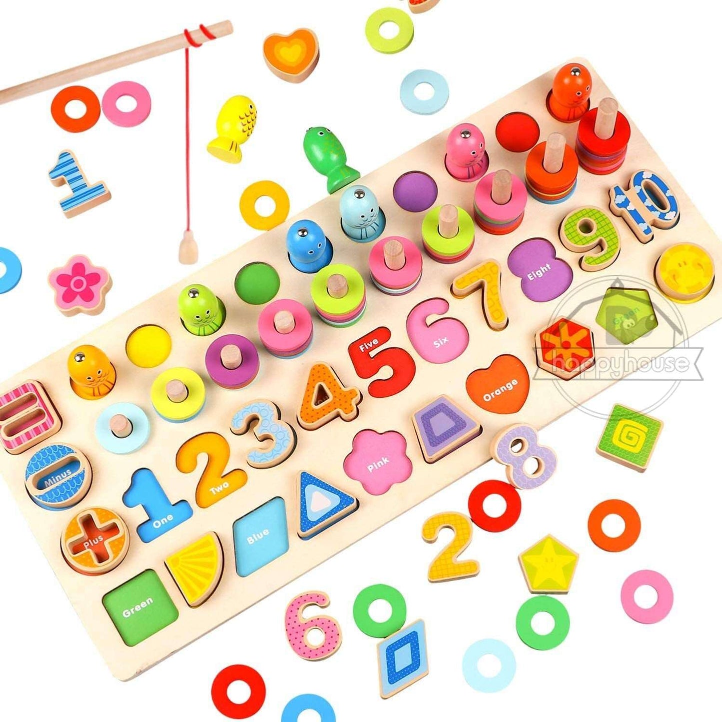 "Montessori Math Fishing Wooden Toy Board for Educational Learning, Ages 1-3" Toyland EU