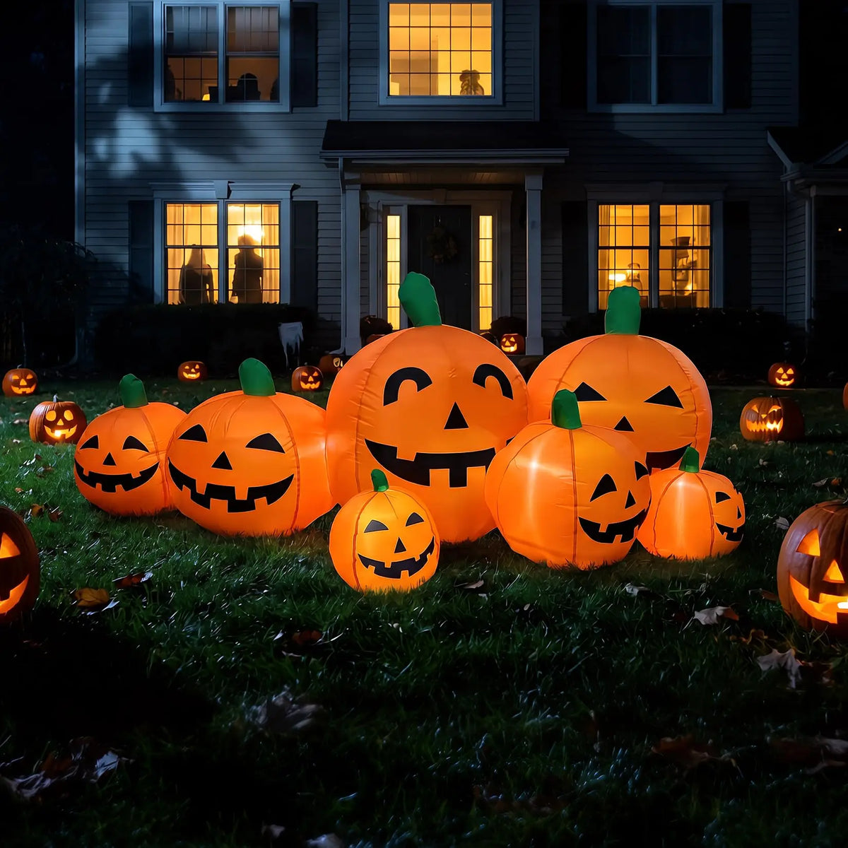 Halloween Inflatable Pumpkin Patch | 7.5 Ft Led Lights | Outdoor Yard Decor