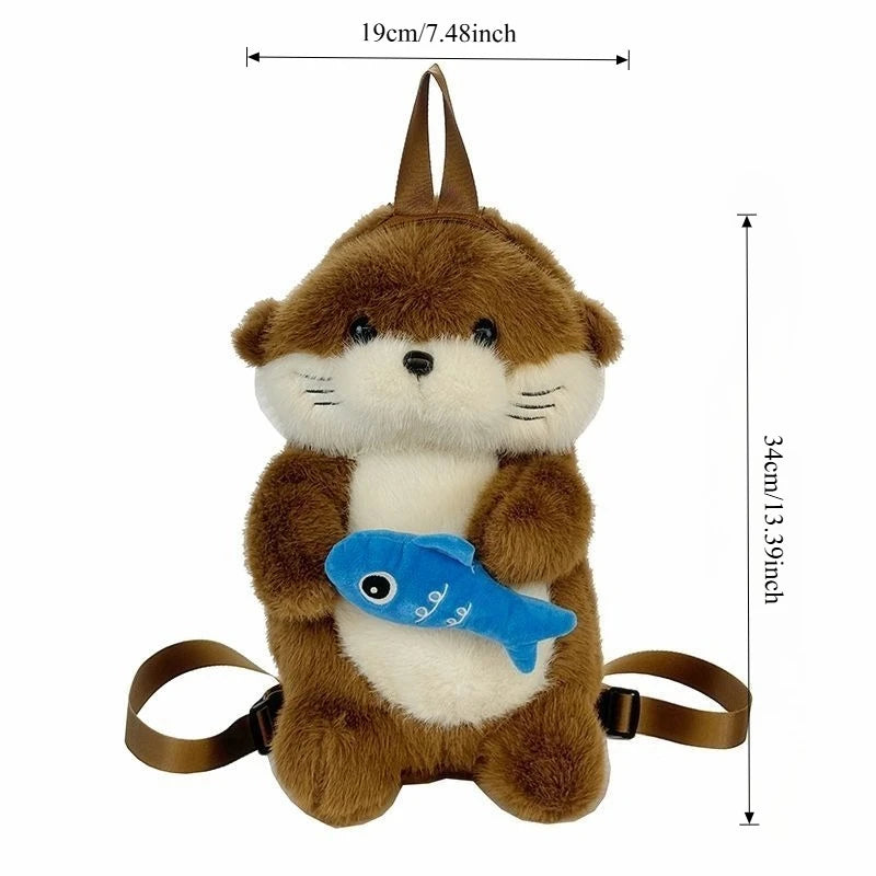Soft Otter Plush Backpack Unisex Versatile Cute Trendy Bag