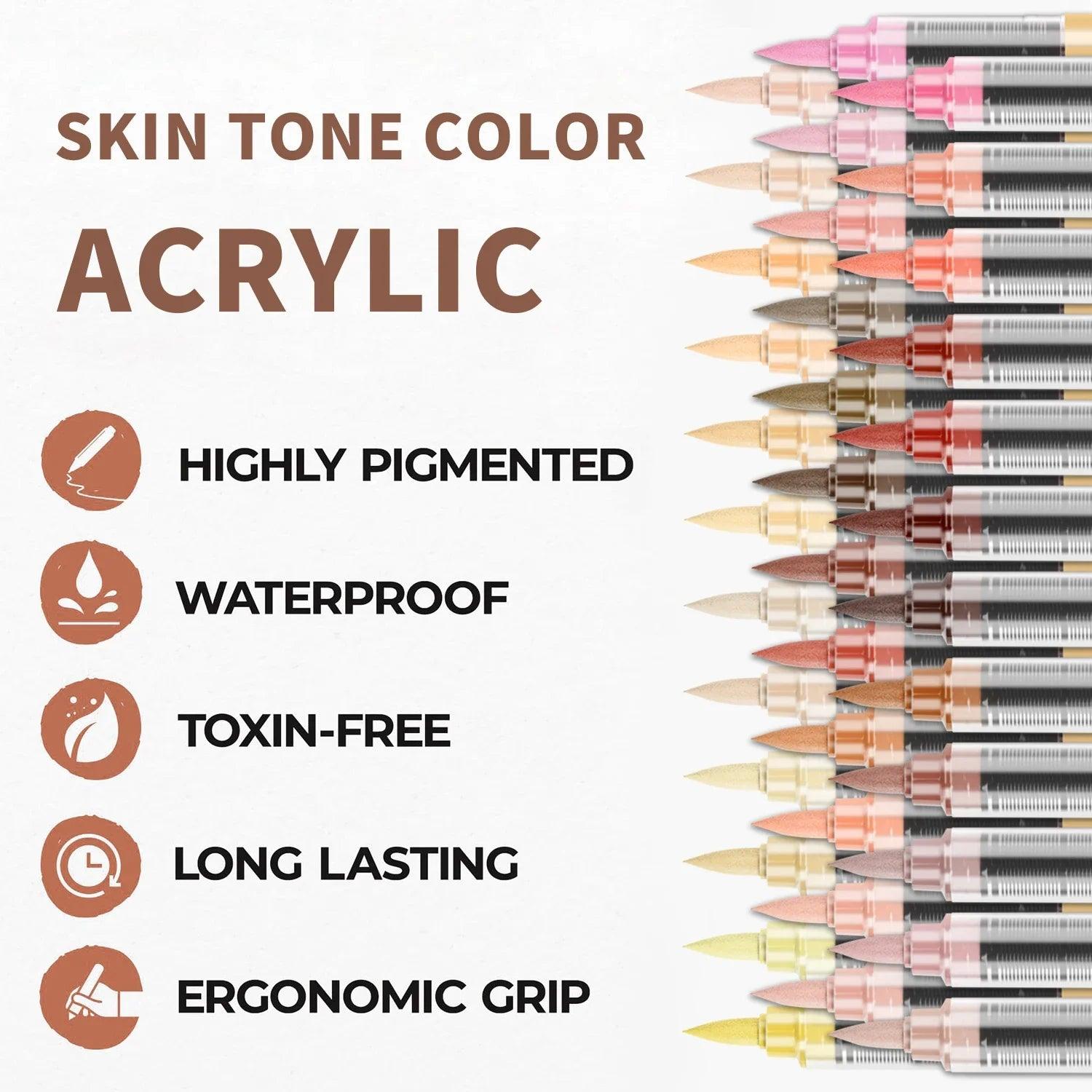 Skin Tone Art Markers | Waterproof Acrylic | Toylandeu™