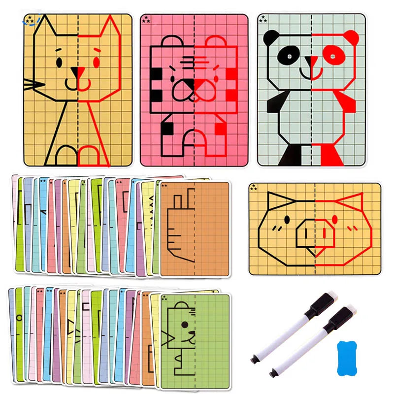 Kids Lattice Symmetrical Drawing Graphics Puzzle Toys Creative - ToylandEU