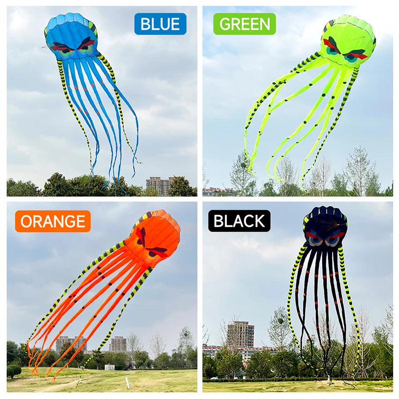 Large 3D Striped Octopus Kite - 8-Meter, Four-Color, Soft and Foldable - ToylandEU