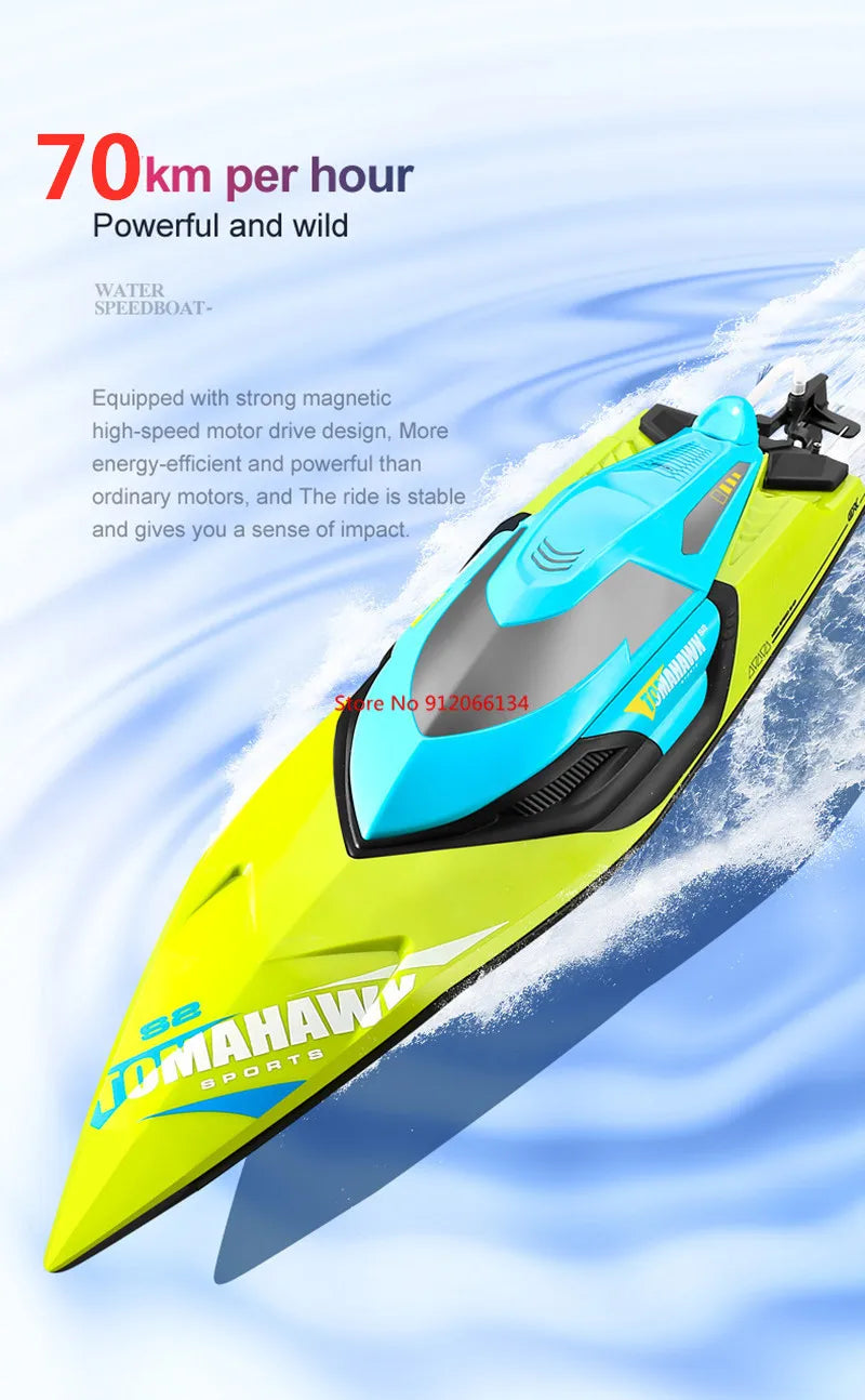 RC High-Speed 70KM/H RC Racing Boat - Double-Layer Waterproof Remote Control Yacht with Capsize Reset & Water Cooling System, 50CM Oversized Design