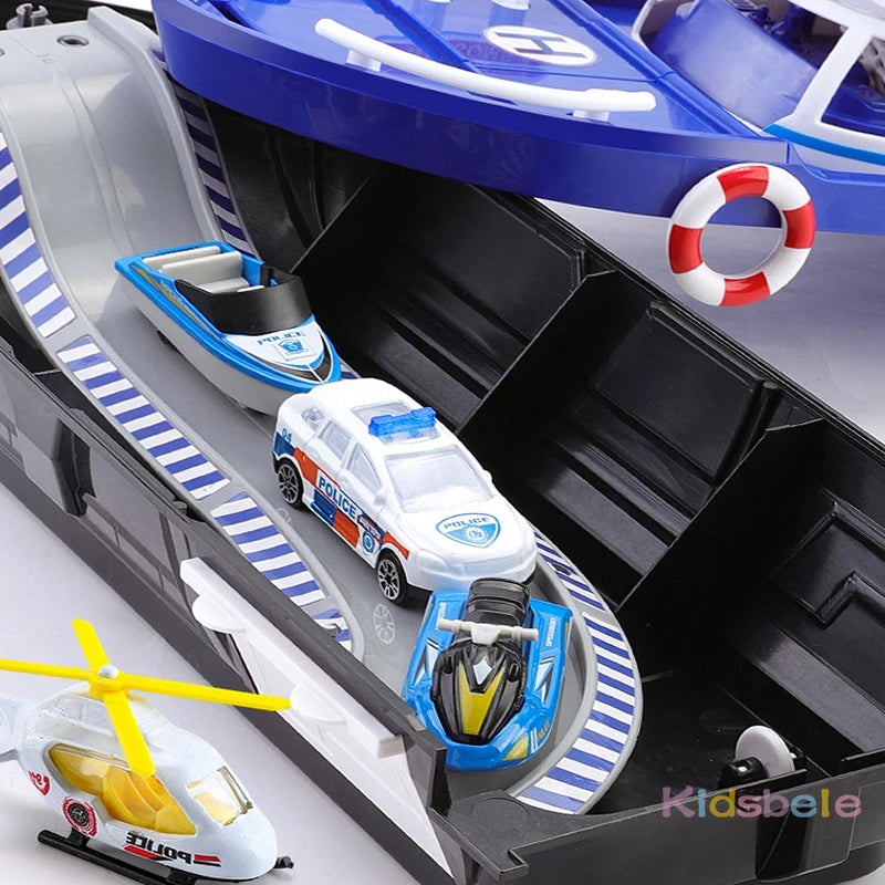 Big Size Music Boat Simulation Track Inertia Toy with 3 Cars and 1 - ToylandEU