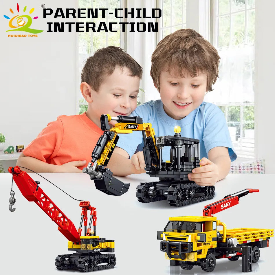 HUIQIBAO 884PCS 4in1 Engineering Piling Machine Building Block Crane - ToylandEU