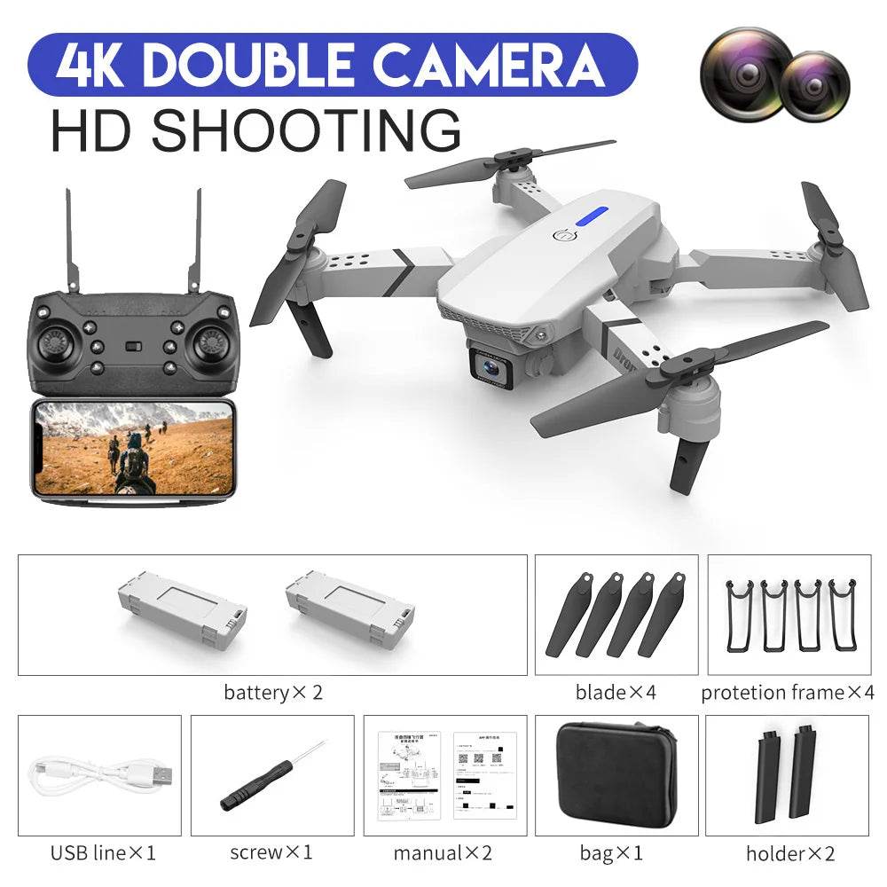 2023 E88Pro 4K Professional RC Drone with 1080P HD Camera - Foldable Helicopter, WIFI FPV, and Height Hold - Perfect Gift Toy - ToylandEU