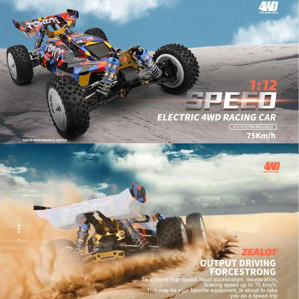 RC 124007 & 124019 High-Speed 1:12 Electric 4WD RC Racing Cars - 75KM/H & 55KM/H Drift Crawler with 3000mAh Battery