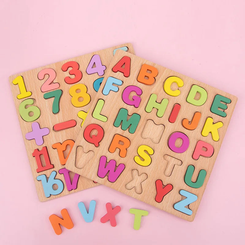 3D Wooden Toys Number Letter Shape Cognition Early Education Toys - ToylandEU