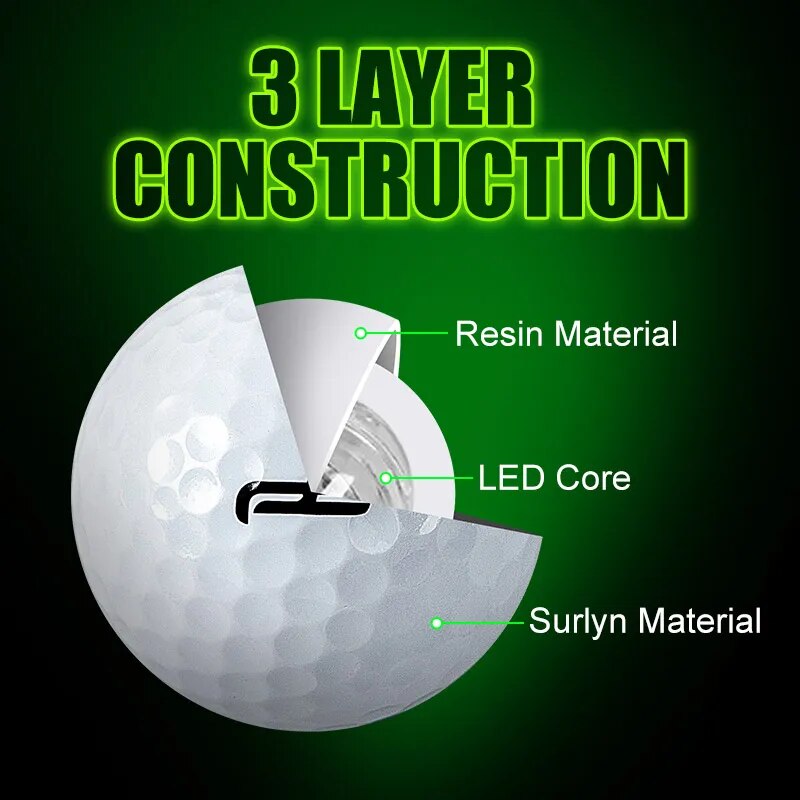 LED Golf Range Balls - Set of 6 with 2 Layers for Practice - ToylandEU