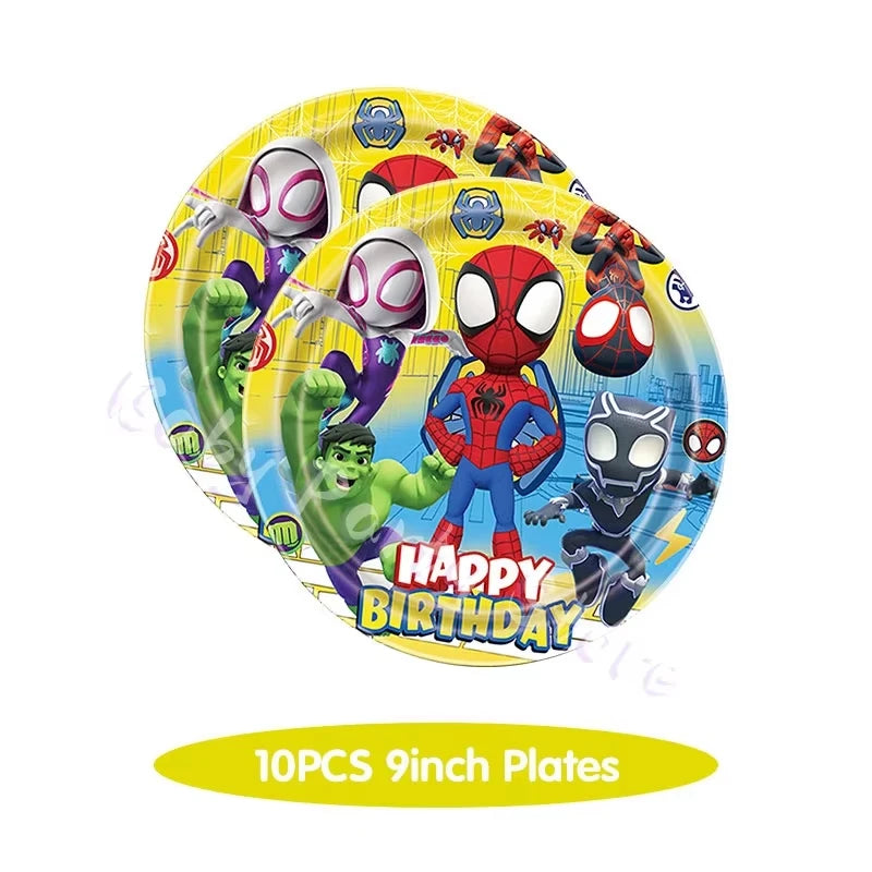 Spidey Tableware Kit | Plates And Cups | Latex Balloons | Birthday Backdrop