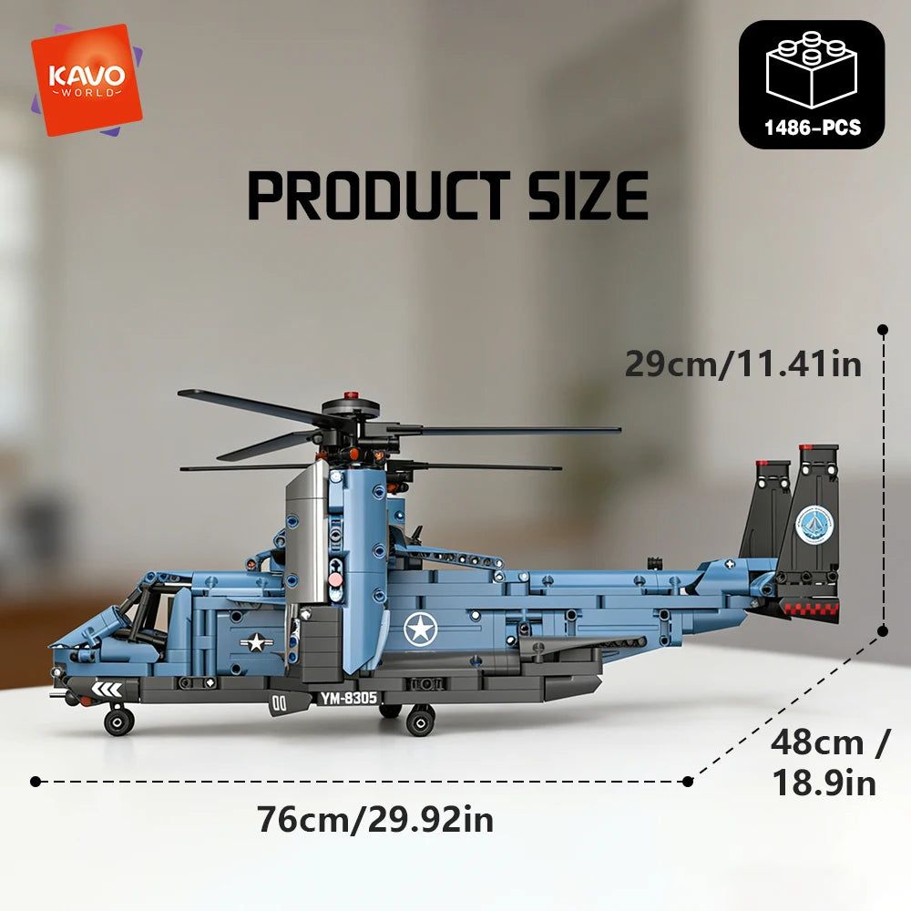Building Blocks Set | 1486 Pieces | V-22 Osprey Aircraft | LEGO Compatible