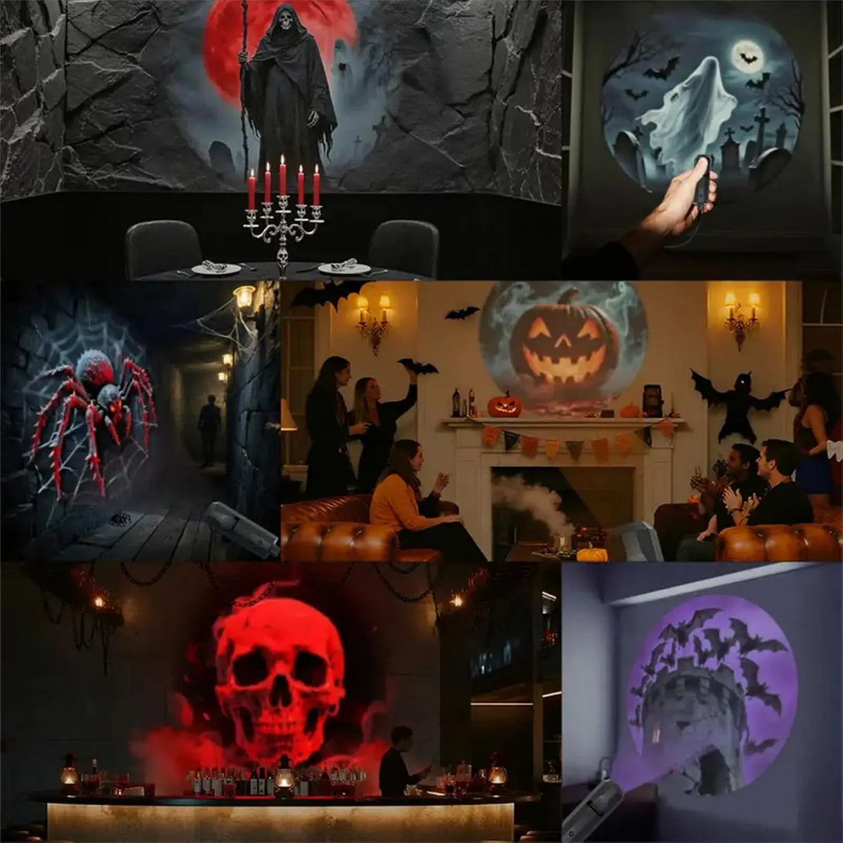 LED Projector Light | Ghost Skull Pattern | USB Powered | Room Ceiling Decor